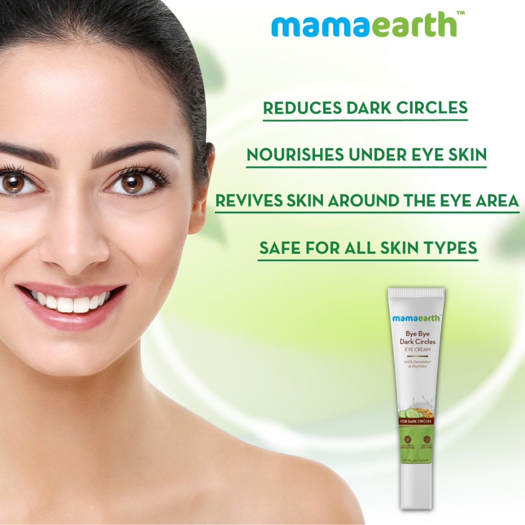 MamaEarth Bye Bye Dark Circles Eye Cream with Cucumber & Peptides