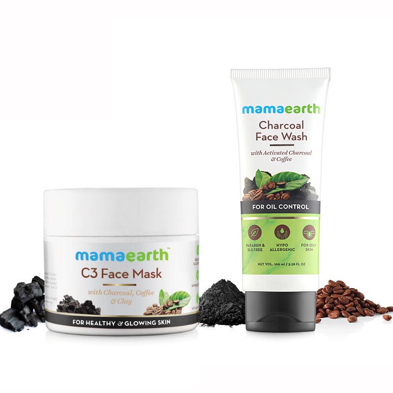 MamaEarth Charcoal Secrets : C3 Face Mask + Charcoal Facewash