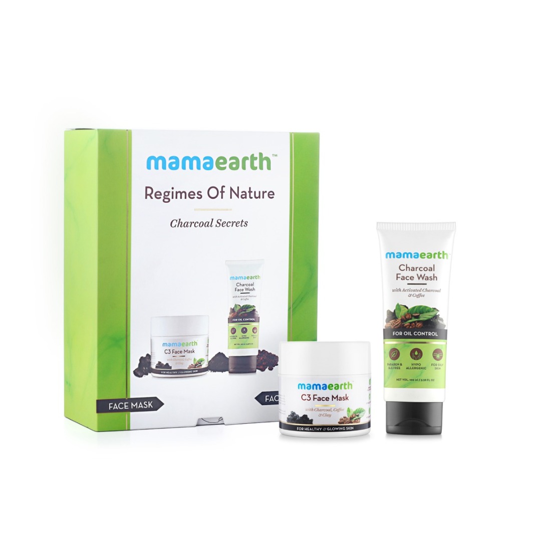 MamaEarth Charcoal Secrets : C3 Face Mask + Charcoal Facewash