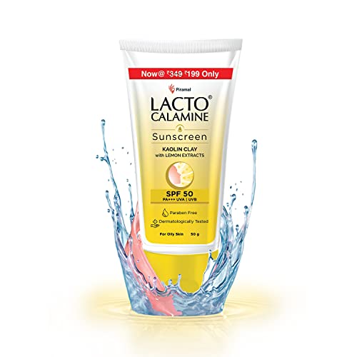Lacto Calamine Sunshield Matte Look Sunscreen SPF50 PA+++ for Oily or Acne Prone Skin, Paraben & Sulphate free