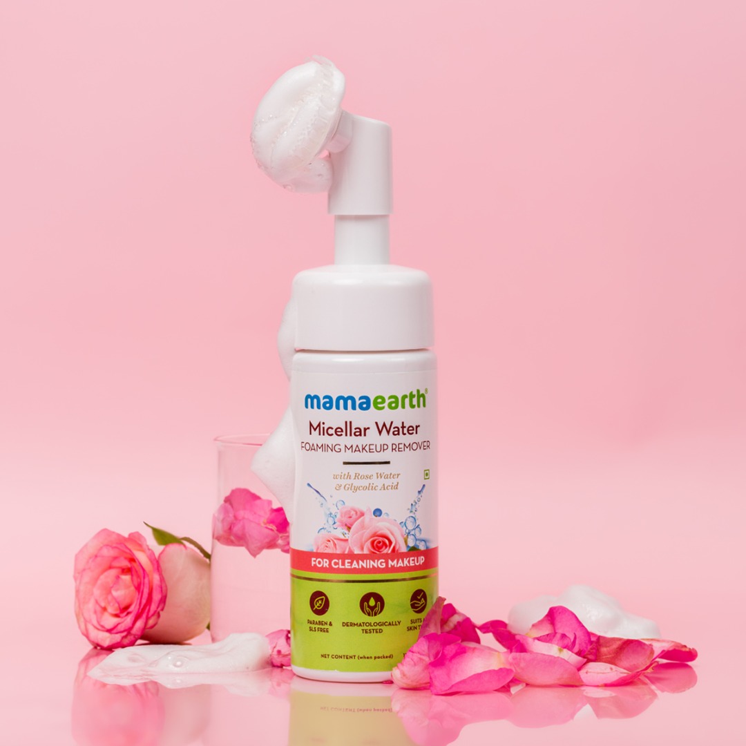 MamaEarth Micellar Water Foaming Makeup Remover with Rose Water & Glycolic Acid