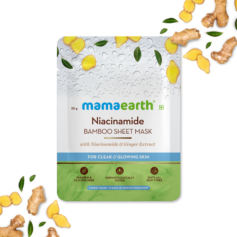 MamaEarth Niacinamide Bamboo Sheet Mask with Niacinamide & Ginger Extract