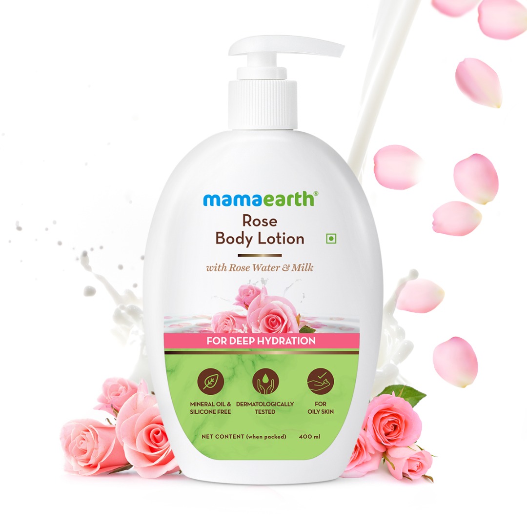 MamaEarth Rose Body Lotion with Rose Water & Milk for Deep Hydration