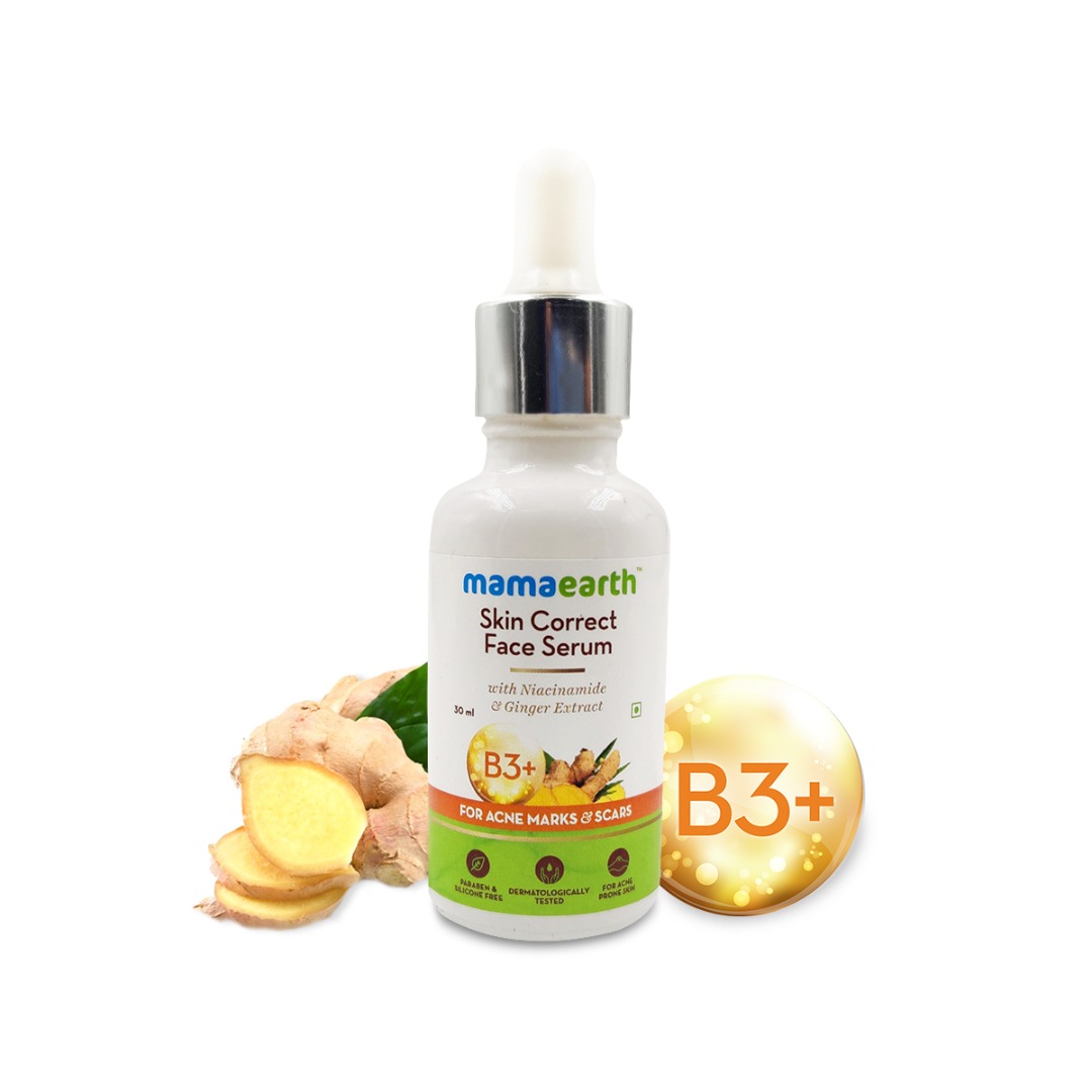 MamaEarth Skin Correct Face Serum with Niacinamide & Ginger Extract for Acne Marks & Scars