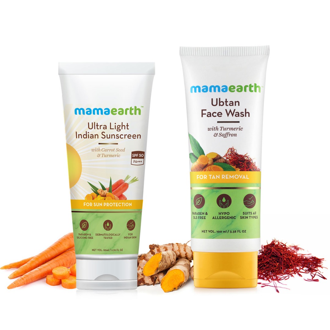 MamaEarth Sun Protection Combo : Sunscreen + Ubtan Facewash