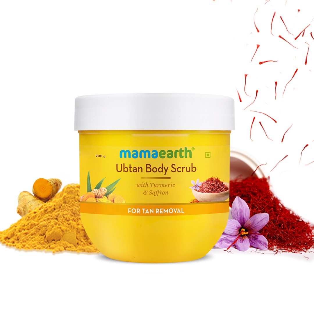 MamaEarth Ubtan Body Scrub with Turmeric & Saffron for Tan Removal