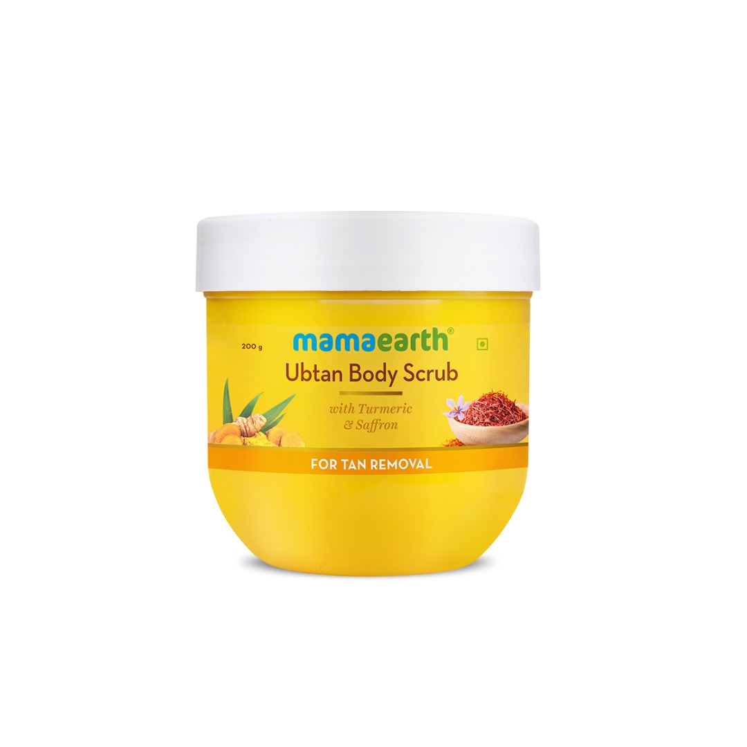 MamaEarth Ubtan Body Scrub with Turmeric & Saffron for Tan Removal