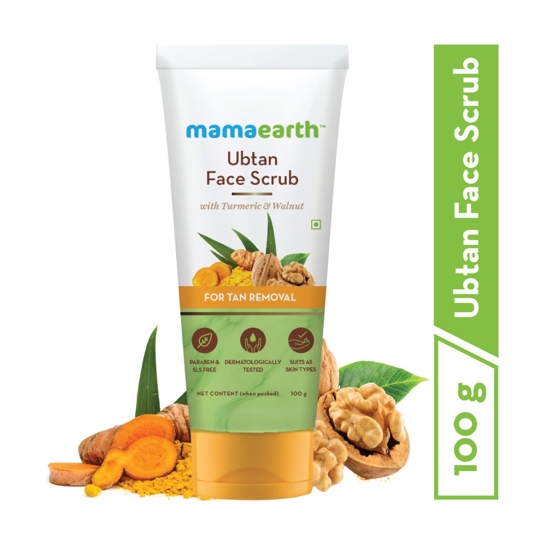 MamaEarth Ubtan Face Scrub with Turmeric & Walnut for Tan Removal