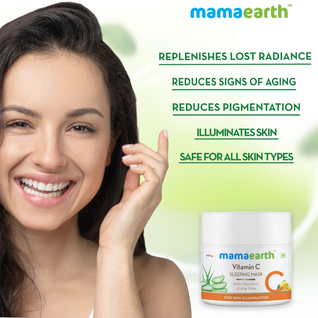 MamaEarth Vitamin C Sleeping Mask with Aloe Vera for Skin Illumination | For All Skin Types