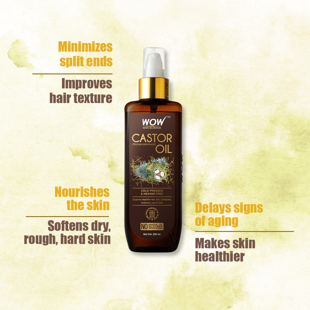 WoW 100% Pure Castor Oil, Cold Pressed, No Mineral Oil & Silicones