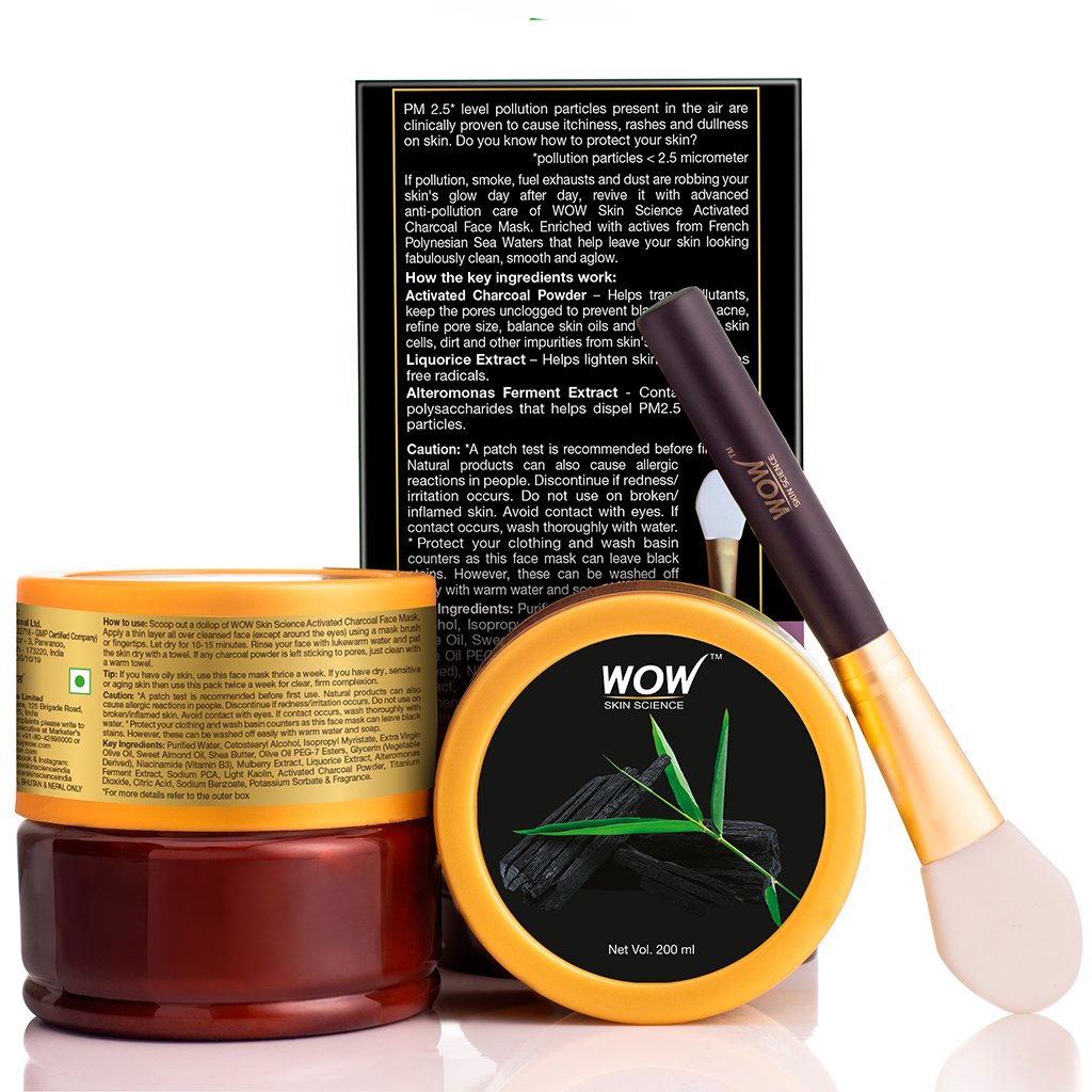 WoW Activated Charcoal Face Mask with PM 25 Anti-Pollution Shield Wash off Face Mask
