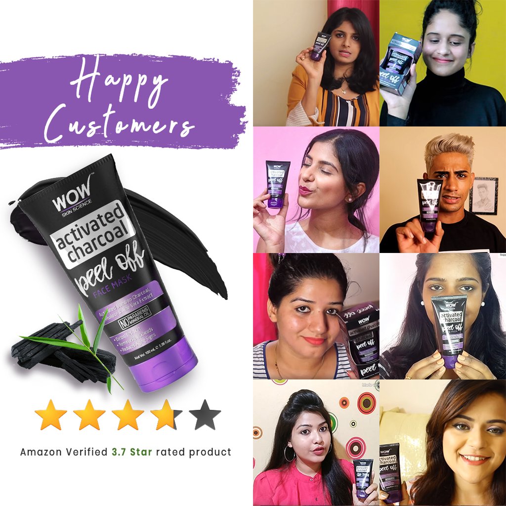 WoW Activated Charcoal Face Peel off Mask