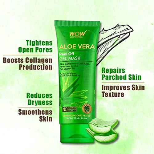 WoW Aloe Vera with Hyaluronic Acid & Pro Vitamin B5 Peel off Gel Mask