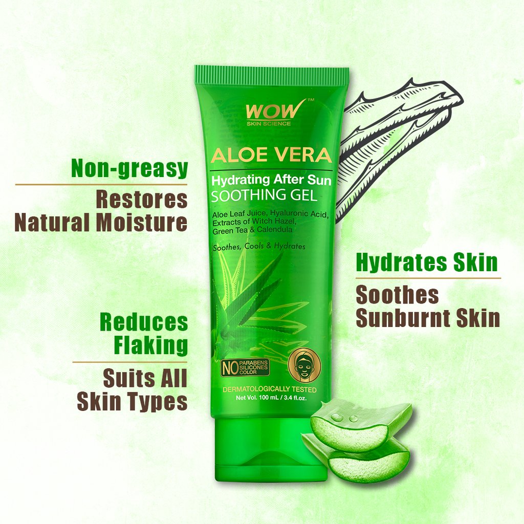 WoW Aloe Vera with Hyaluronic Acid, Witch Hazel Extract, Green Tea & Calendula Gel