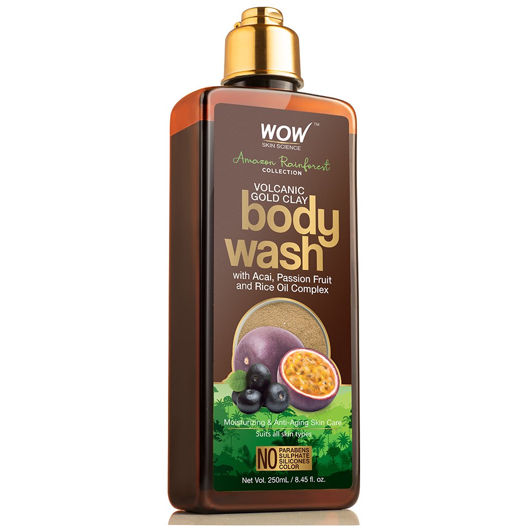 WoW Amazon Rainforest Collection, Volcanic Gold Clay Shower Gel with Acai, Passion Fruit & Rice Oil Complex