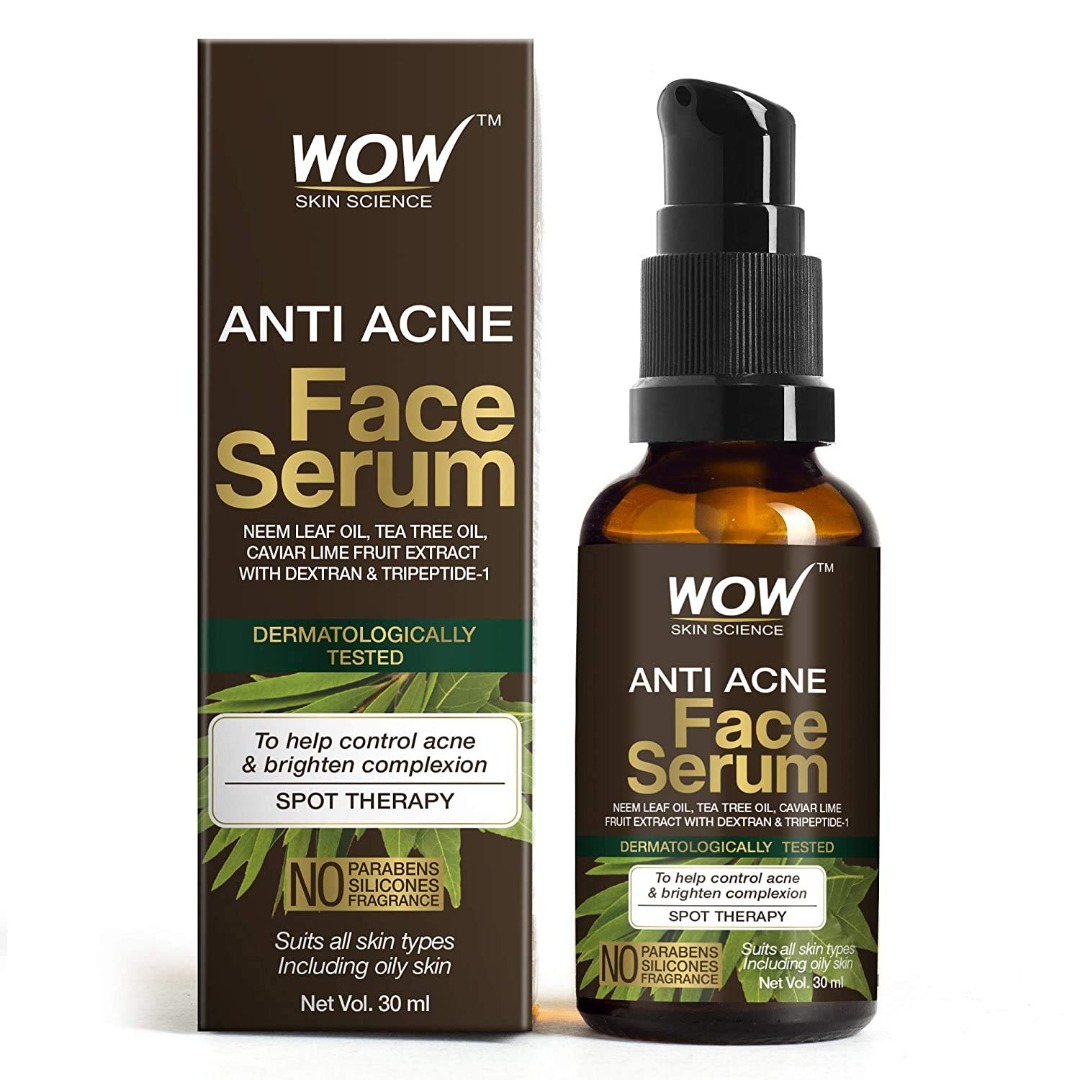 WoW Anti Acne Face Serum - Natural Neem Leaf Oil, Tea Tree Oil, Caviar Lime Fruit Extract