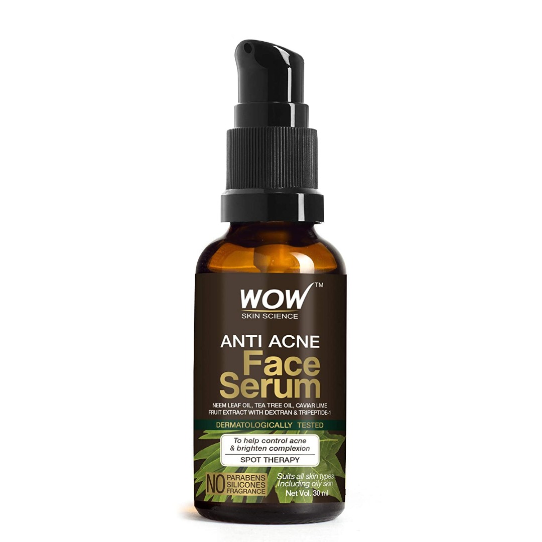 WoW Anti Acne Face Serum - Natural Neem Leaf Oil, Tea Tree Oil, Caviar Lime Fruit Extract
