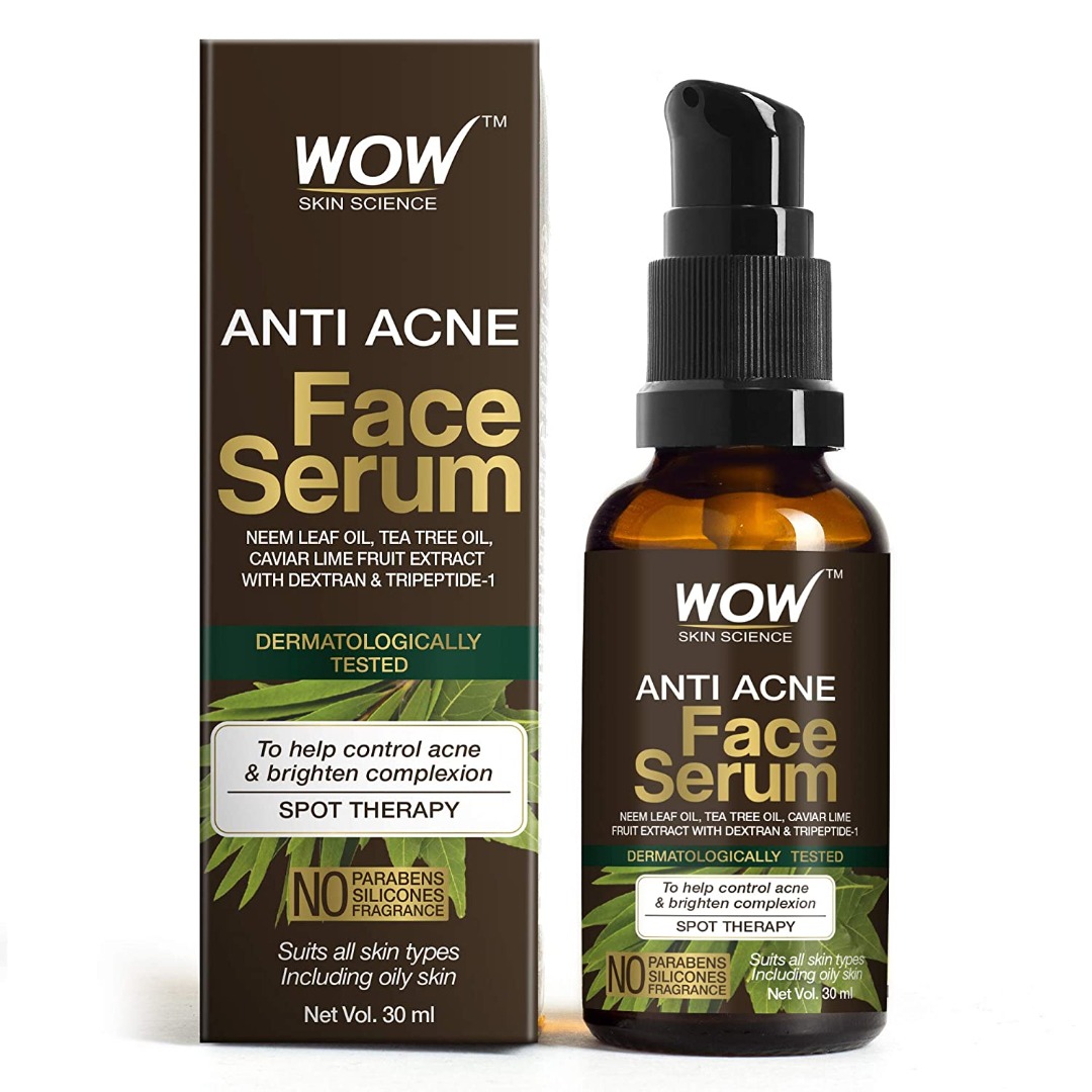 WoW Anti Acne Face Serum - Natural Neem Leaf Oil, Tea Tree Oil, Caviar Lime Fruit Extract
