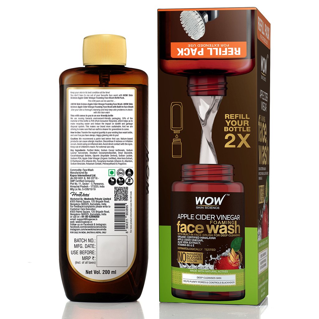 WoW Apple Cider Vinegar Foaming Face Wash Refill Pack