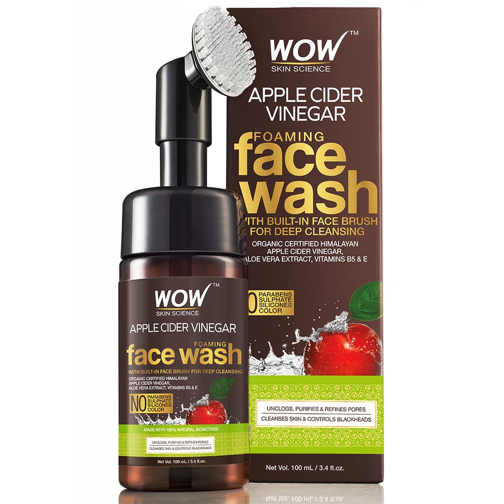 WoW Apple Cider Vinegar Foaming Face Wash (with Built-In Brush)