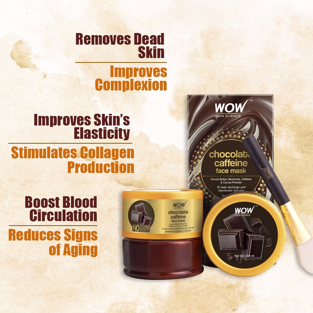 WoW Chocolate Caffeine Face Mask for Recharging & Rejuvenating Dull Skin