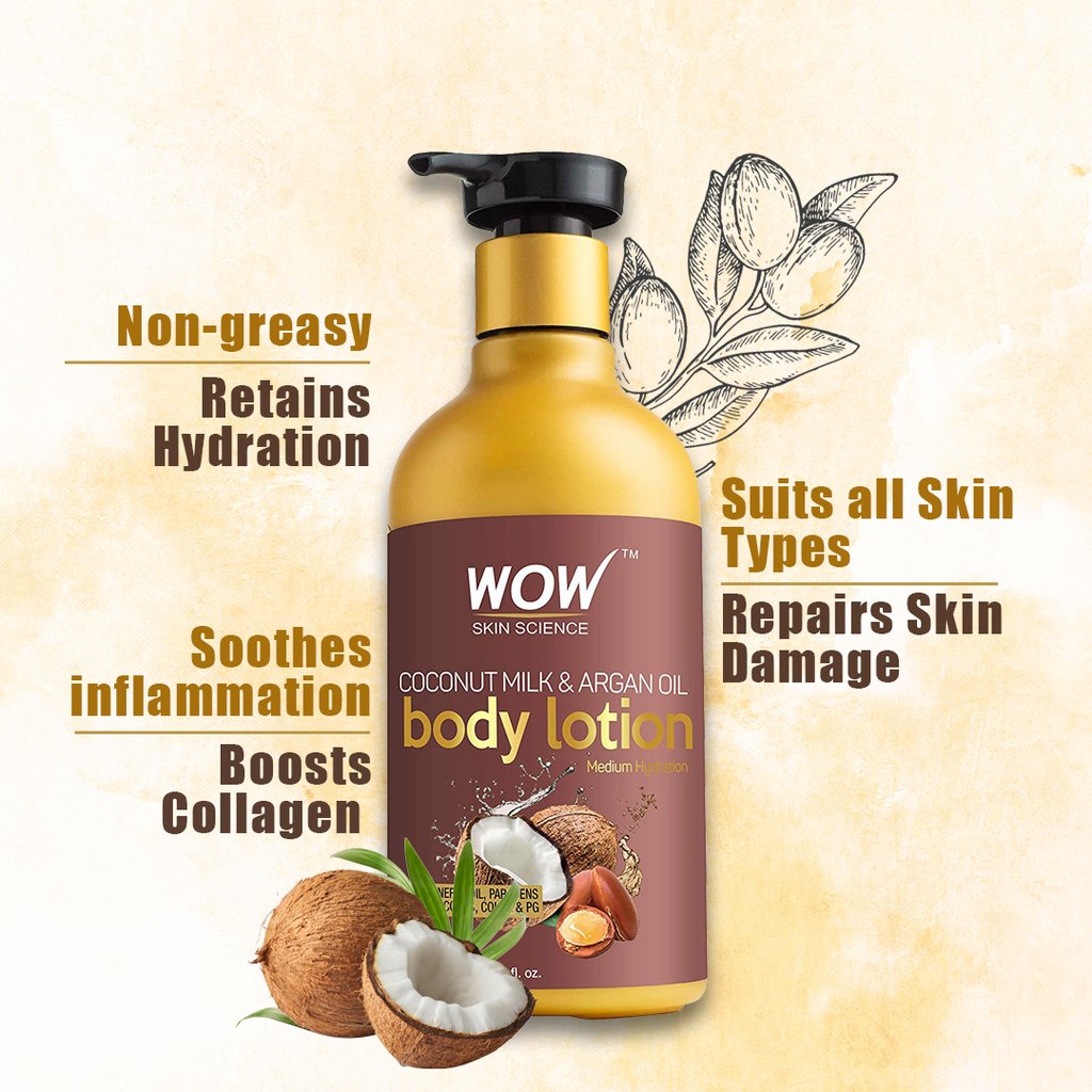 WoW Coconut Milk & Argan Oil Body Lotion, Medium Hydration