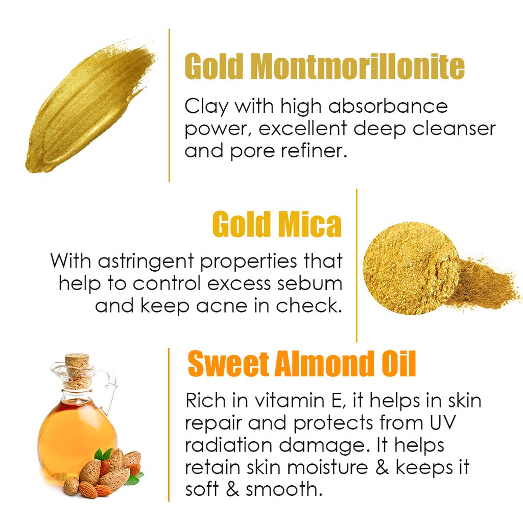 WoW Gold Clay Face Mask for Hydrating Skin & Restoring Radiance