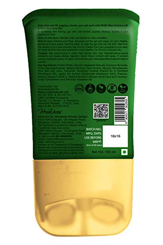 WoW Lift & Firm Aloe Vera Gel Infused with Hyaluronic Acid, Vitamin B & E
