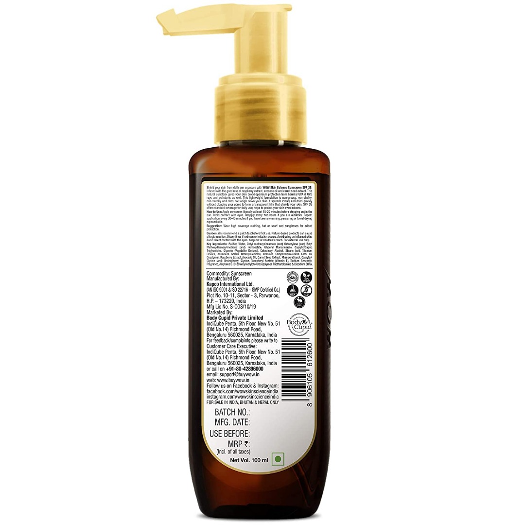 WoW Skin Science Sunscreen SPF 35 PA++ - 100 Milliliters Oil