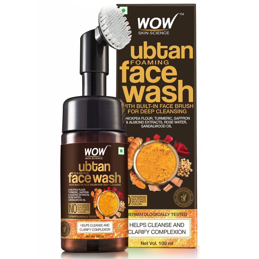 WoW Ubtan Foaming Face Wash with Built-In Face Brush for Deep Cleansing