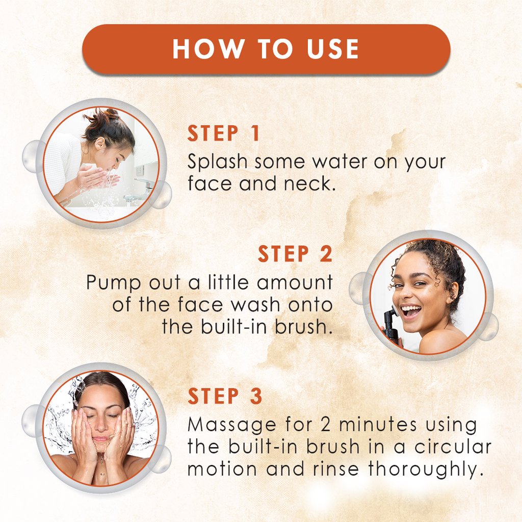 WoW Ubtan Foaming Face Wash with Built-In Face Brush for Deep Cleansing