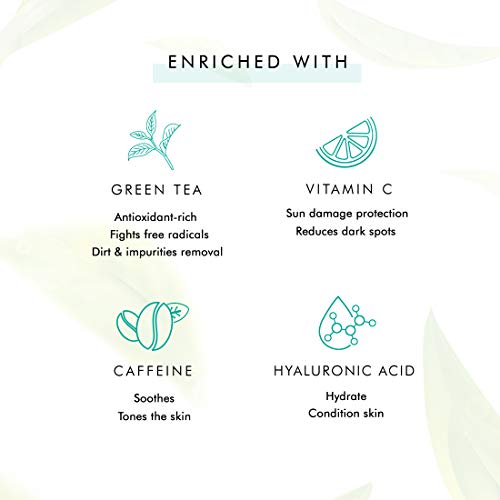 mCaffeine Naked Detox Green Tea Face Wash with Vitamin C and Hyaluronic Acid | Antioxidant Brightening Cleanser