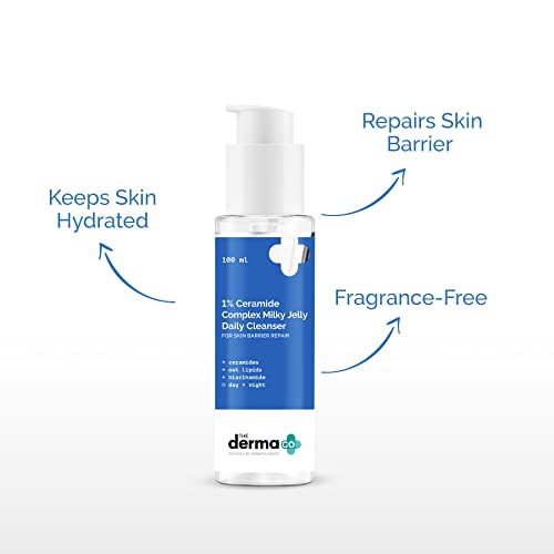 The Derma Co 1% Ceramide Complex Milky Jelly Daily Cleanser with Ceramide & Oat Lipids for Skin Barrier Repair