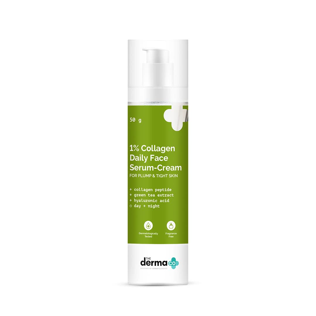 The Derma Co 1% Collagen Daily Face Serum-Cream with Green Tea & Hyaluronic Acid For Plump & Tight Skin