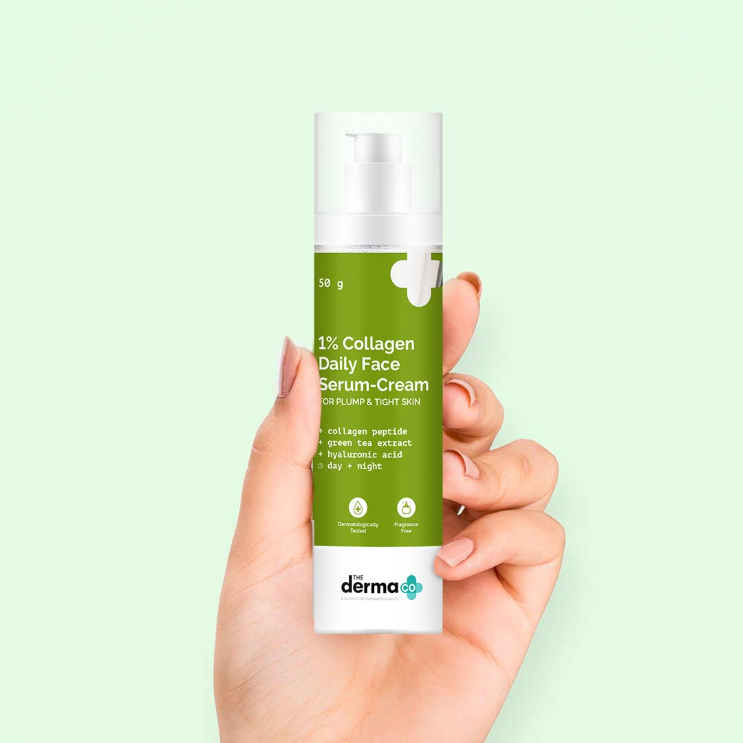 The Derma Co 1% Collagen Daily Face Serum-Cream with Green Tea & Hyaluronic Acid For Plump & Tight Skin