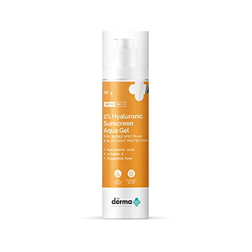 The Derma Co 1% Hyaluronic Sunscreen Aqua Ultra Light Gel with SPF 50 PA++++ UV A, UV B & Blue Light Protection