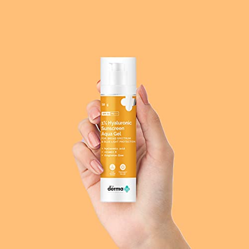 The Derma Co 1% Hyaluronic Sunscreen Aqua Ultra Light Gel with SPF 50 PA++++ UV A, UV B & Blue Light Protection
