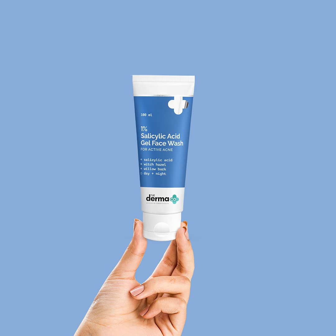 The Derma Co 1% Salicylic Acid Gel Face Wash with Salicylic Acid & Witch Hazel for Active Acne