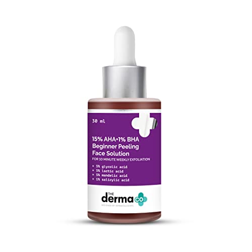 The Derma Co 15% AHA + 1% BHA Beginner Face Peeling Solution for 10-Minute Weekly Exfoliation