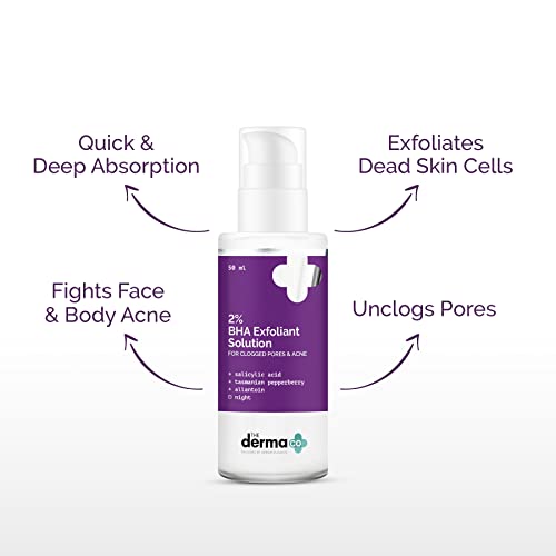 The Derma Co 2% BHA Exfoliant Solution with Salicylic Acid & Tasmanian Pepperberry For Clogged Pores & Acne