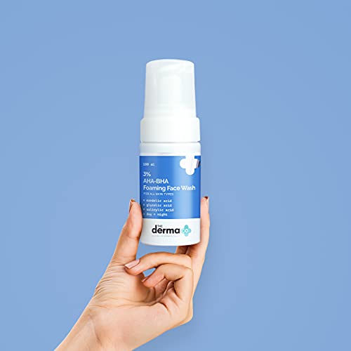 The Derma Co 3% AHA-BHA Foaming Face Wash, Anti Acne Foaming Cleanser for Face