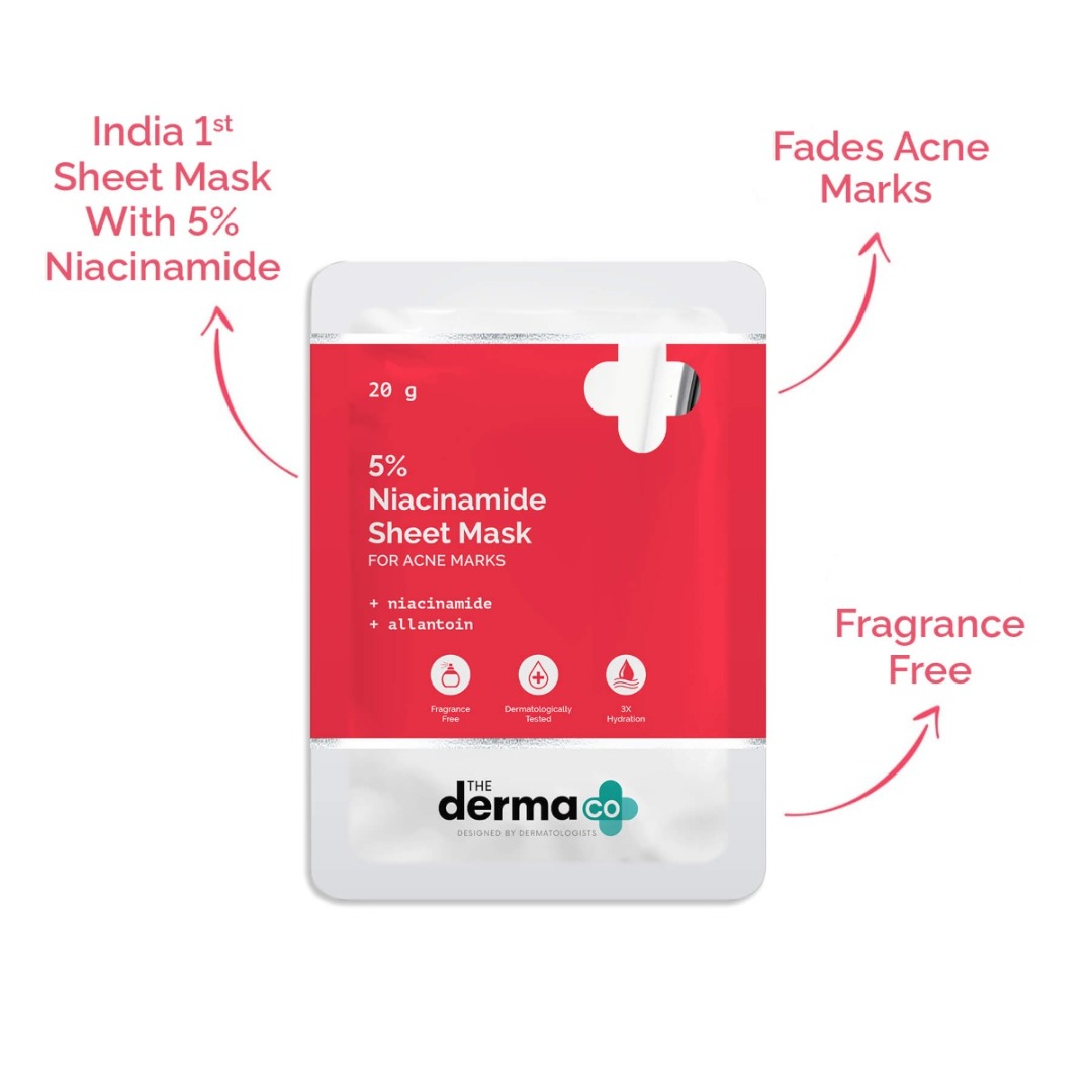 The Derma Co 5% Niacinamide Face Serum Sheet Mask With Niacinamide & Allantoin For Oily Skin