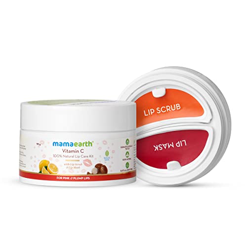 MamaEarth Vitamin C 100% Natural Lip Care Kit With Lip Scrub & Lip Mask For Pink and Plump Lips