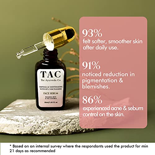 TAC 10% Natural Niacinamide & 1% Yashtimadhu (Natural Zinc) Face Serum, 30ml For Acne Marks