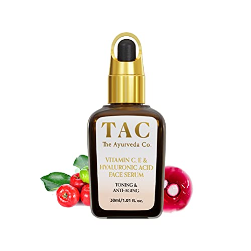 TAC 10% Natural Vitamin C Face Serum For Glowing Skin with 1% Hyaluronic Acid For Anti Aging