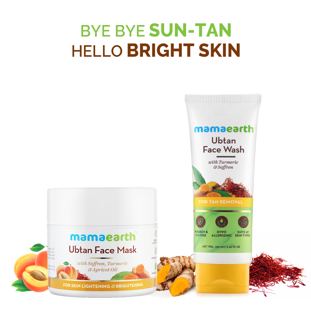 MamaEarth Skin Lightening & Brightening Combo: Ubtan Facemask, 100ml + Ubtan Facewash, 100ml