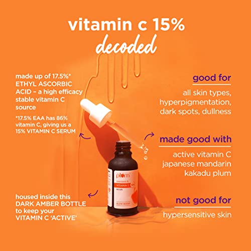 Plum Goodness 15% Vitamin C Face Serum with Mandarin, 30ml