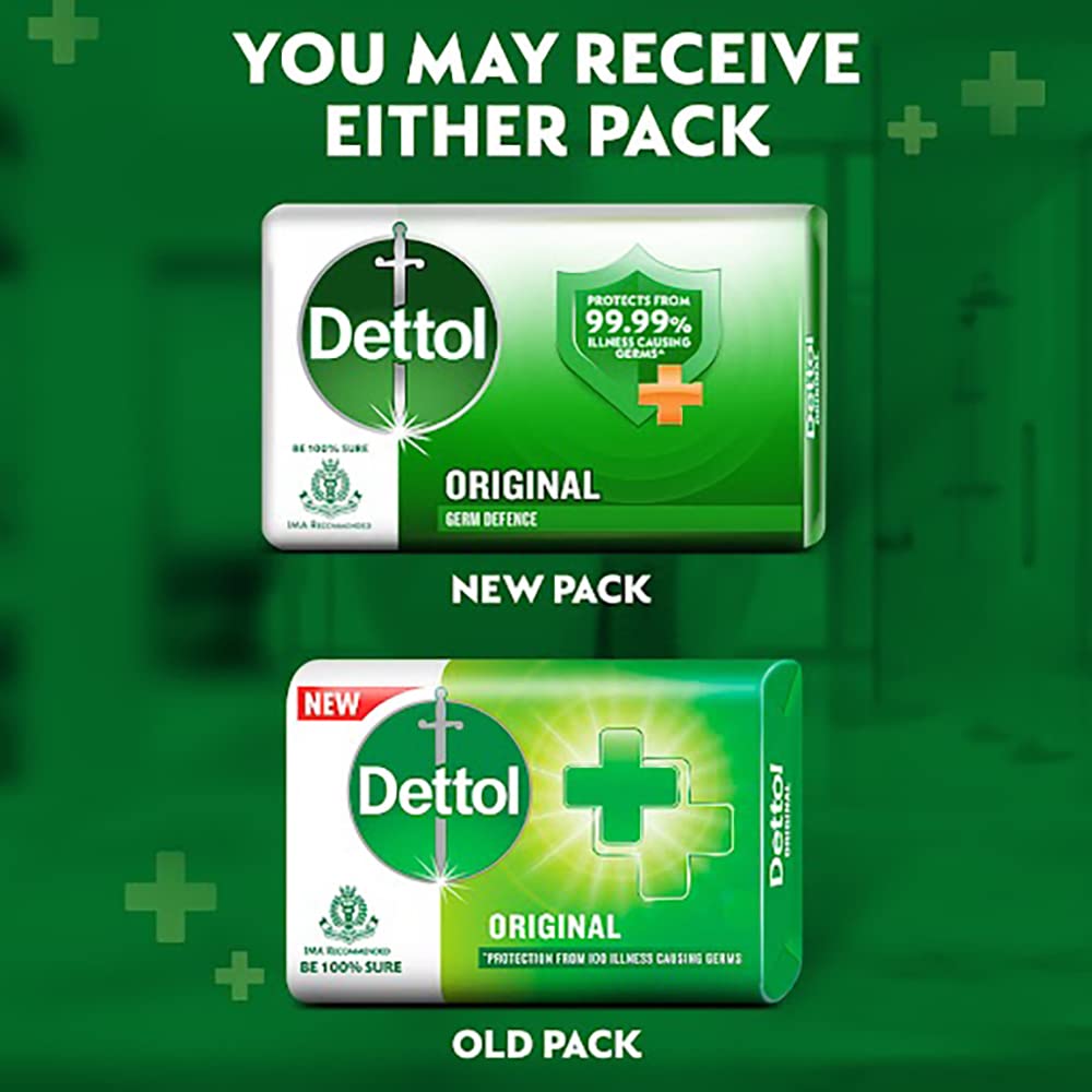 Dettol Original Germ Protection Bathing Soap bar, (Buy 4 Get 1 Free - 125g each)