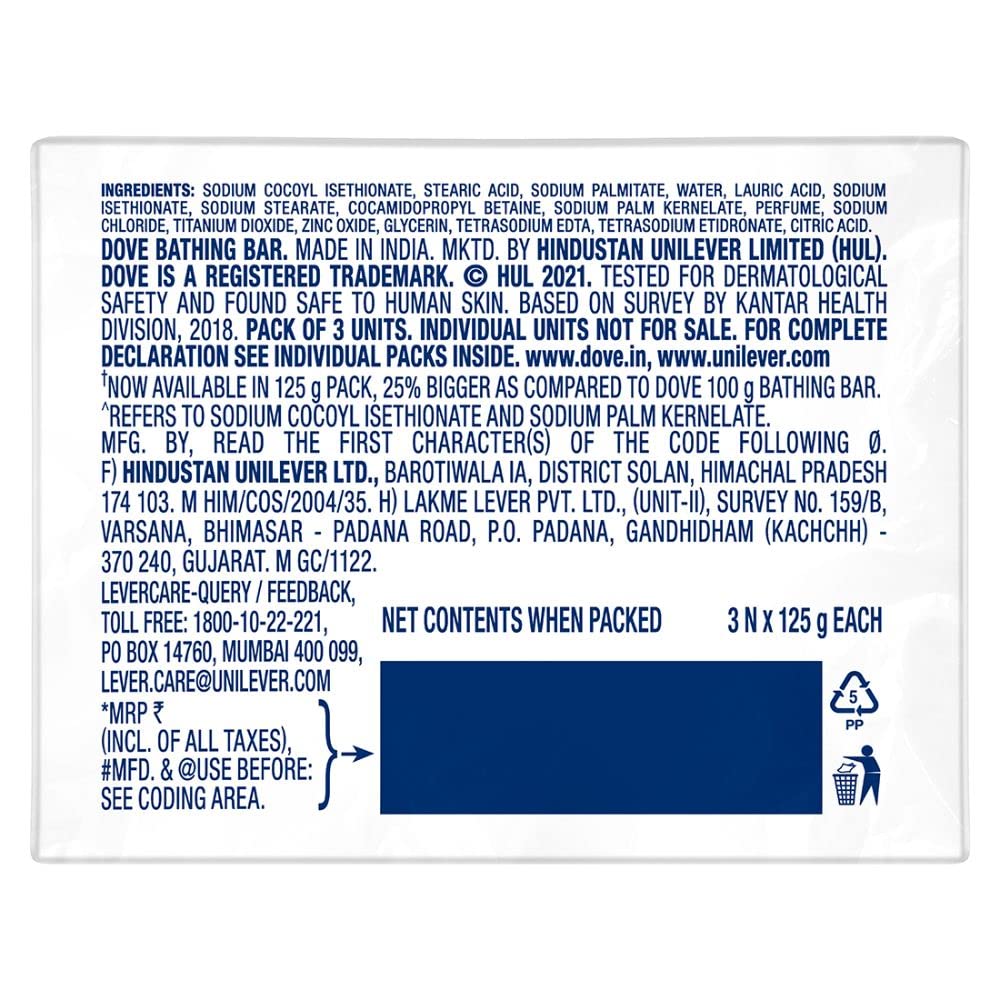Dove Cream Beauty Bathing Bar 125 g (Combo Pack of 3)