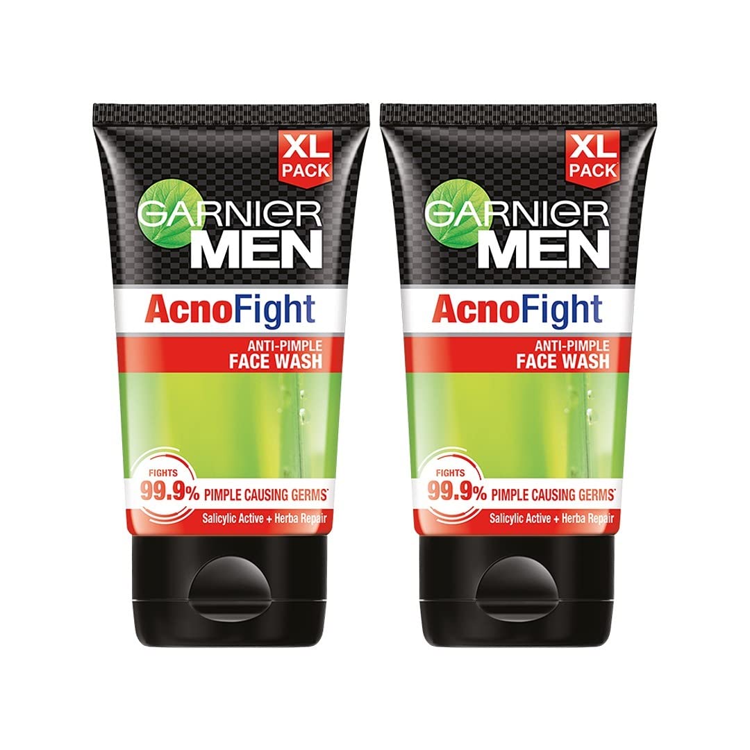 Garnier Men, Anti-Pimple Face Wash, Repairs Skin & Balances Oils, AcnoFight, 2 x 150gm (Pack of 2)
